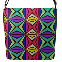 Connected Shapes In Retro Colors  			flap Closure Messenger Bag (s) by LalyLauraFLM