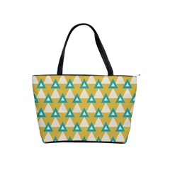 White Blue Triangles Pattern Classic Shoulder Handbag by LalyLauraFLM