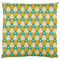 White Blue Triangles Pattern 	large Flano Cushion Case (two Sides) by LalyLauraFLM