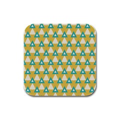 White Blue Triangles Pattern 			rubber Square Coaster (4 Pack by LalyLauraFLM