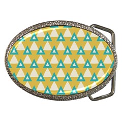 White Blue Triangles Pattern 			belt Buckle by LalyLauraFLM