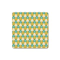 White Blue Triangles Pattern 			magnet (square) by LalyLauraFLM