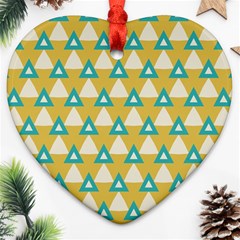 White Blue Triangles Pattern 			ornament (heart) by LalyLauraFLM