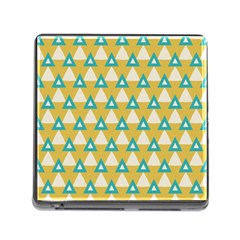 White Blue Triangles Pattern 			memory Card Reader (square) by LalyLauraFLM