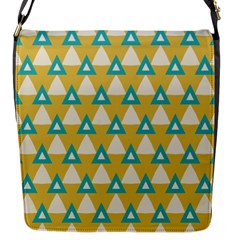 White Blue Triangles Pattern 			flap Closure Messenger Bag (s) by LalyLauraFLM