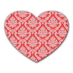 Salmon Damask Heart Mousepads by SalonOfArtDesigns