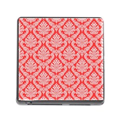 Salmon Damask Memory Card Reader (square) by SalonOfArtDesigns