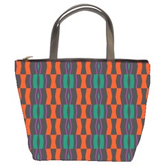 Green Orange Shapes Pattern 	bucket Bag by LalyLauraFLM