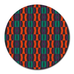 Green Orange Shapes Pattern 			round Mousepad by LalyLauraFLM