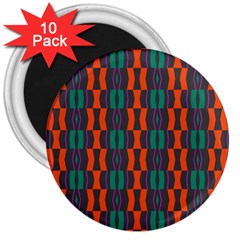 Green Orange Shapes Pattern 			3  Magnet (10 Pack) by LalyLauraFLM