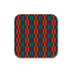 Green Orange Shapes Pattern 			rubber Square Coaster (4 Pack by LalyLauraFLM