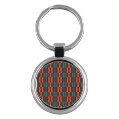 Green Orange Shapes Pattern 			key Chain (round) by LalyLauraFLM