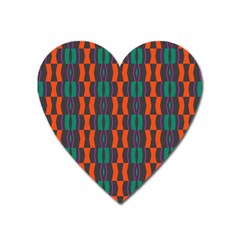 Green Orange Shapes Pattern 			magnet (heart) by LalyLauraFLM