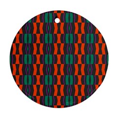 Green Orange Shapes Pattern 			ornament (round) by LalyLauraFLM