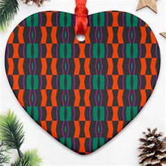 Green Orange Shapes Pattern 			ornament (heart) by LalyLauraFLM