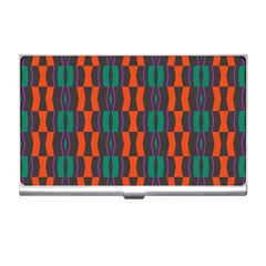 Green Orange Shapes Pattern 			business Card Holder by LalyLauraFLM