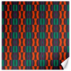 Green Orange Shapes Pattern 			canvas 12  X 12  by LalyLauraFLM