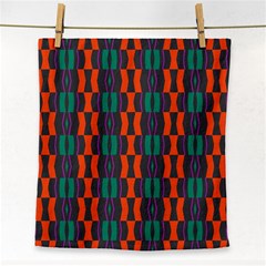 Green Orange Shapes Pattern 			face Towel by LalyLauraFLM