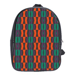 Green Orange Shapes Pattern 			school Bag (large) by LalyLauraFLM