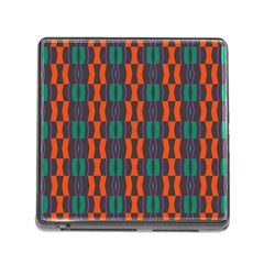 Green Orange Shapes Pattern 			memory Card Reader (square) by LalyLauraFLM