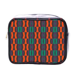 Green Orange Shapes Pattern 			mini Toiletries Bag (one Side) by LalyLauraFLM