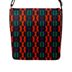 Green Orange Shapes Pattern 			flap Closure Messenger Bag (l) by LalyLauraFLM