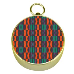 Green Orange Shapes Pattern 			gold Compass by LalyLauraFLM