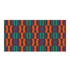 Green Orange Shapes Pattern Satin Wrap by LalyLauraFLM