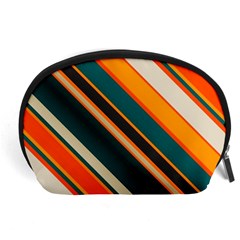 Diagonal Stripes In Retro Colors Accessory Pouch by LalyLauraFLM