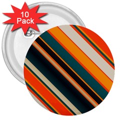 Diagonal Stripes In Retro Colors 			3  Button (10 Pack) by LalyLauraFLM