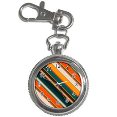 Diagonal Stripes In Retro Colors 			key Chain Watch by LalyLauraFLM