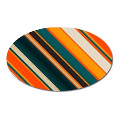 Diagonal Stripes In Retro Colors 			magnet (oval) by LalyLauraFLM