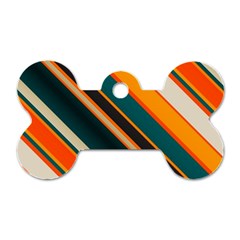 Diagonal Stripes In Retro Colors 			dog Tag Bone (one Side) by LalyLauraFLM