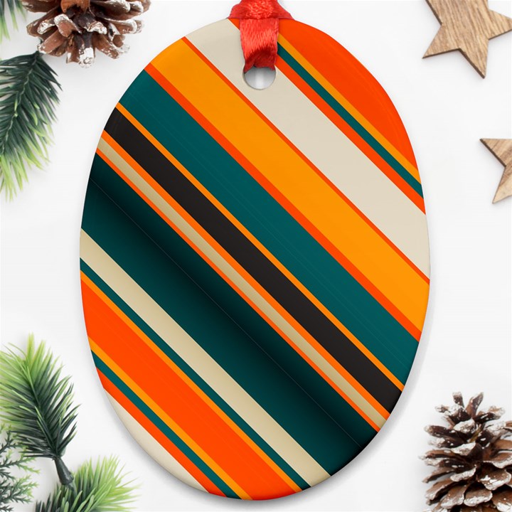 Diagonal stripes in retro colors 			Ornament (Oval)