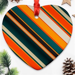 Diagonal Stripes In Retro Colors 			ornament (heart) by LalyLauraFLM