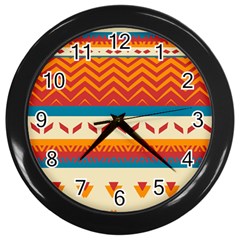 Tribal Shapes  			wall Clock (black) by LalyLauraFLM