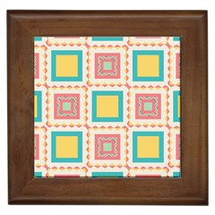 Pastel Squares Pattern 			framed Tile by LalyLauraFLM