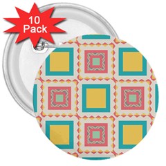 Pastel Squares Pattern 			3  Button (10 Pack) by LalyLauraFLM