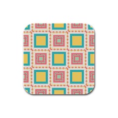 Pastel Squares Pattern 			rubber Square Coaster (4 Pack by LalyLauraFLM