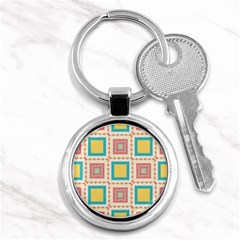 Pastel Squares Pattern 			key Chain (round) by LalyLauraFLM