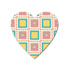 Pastel Squares Pattern 			magnet (heart) by LalyLauraFLM