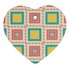 Pastel Squares Pattern 			ornament (heart) by LalyLauraFLM