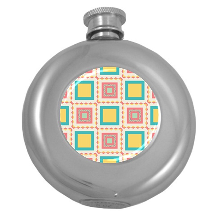 Pastel squares pattern 			Hip Flask (5 oz)