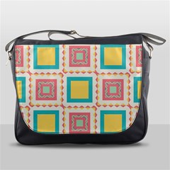 Pastel Squares Pattern 			messenger Bag by LalyLauraFLM