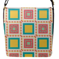 Pastel Squares Pattern 			flap Closure Messenger Bag (s) by LalyLauraFLM