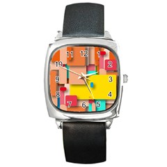 Rounded Rectangles Square Metal Watches by hennigdesign