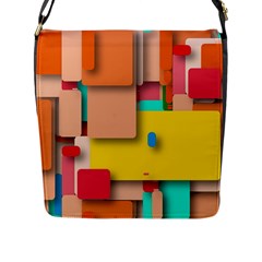 Rounded Rectangles Flap Messenger Bag (l)  by hennigdesign