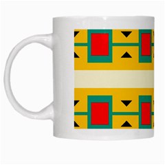 Connected Squares And Triangles White Mug by LalyLauraFLM