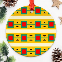 Connected Squares And Triangles 			ornament (round) by LalyLauraFLM