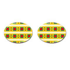 Connected Squares And Triangles 			cufflinks (oval) by LalyLauraFLM